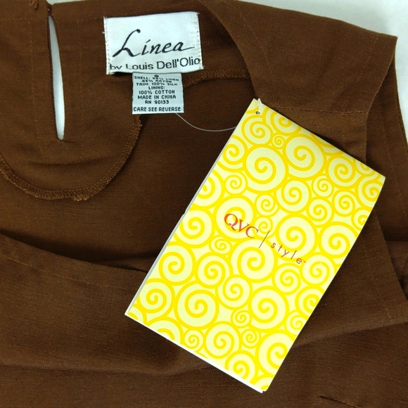 Linea By Luis Dell'Olio Brown Linen Blend Sleeveless Dressy Tank Top Womens S - Picture 4 of 7